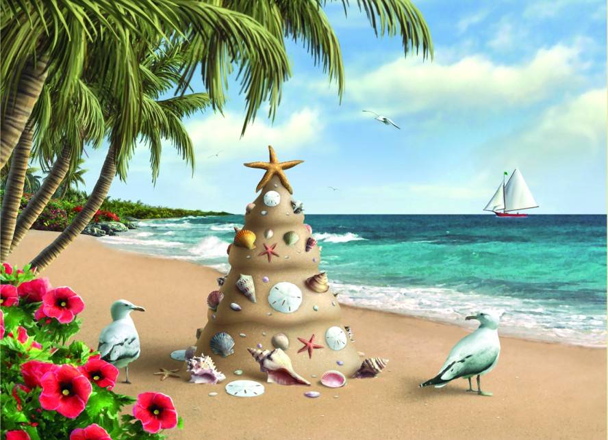 Sand Christmas Tree Christmas
                                  Cards